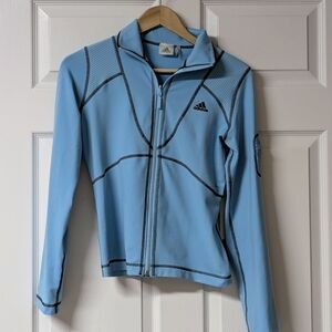 Adidas Light Blue Clima365 Full-Zip Running Jacket with Contrast Stitching